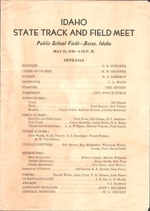 1940 IDAHO STATE TRACK AND FIELD MEET vintage sports program & score card BOISE - Picture 1 of 3