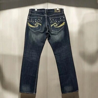 Request Jeans VTG Mens Blue Medium Faded Wash Pearl Button Y2K Actual Size 36X32 - Image 1 of 4