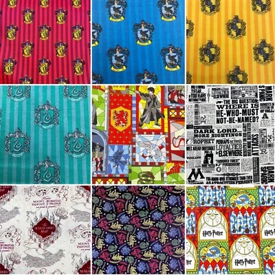 Harry Potter Hogwarts House Printed Fabric 100% Cotton Material 110cm