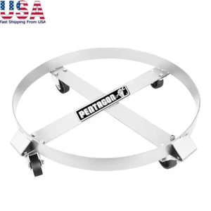 55-Gallon Drum Heavy-Duty Steel Dolly with Cross Braces & 4 Caster Wheels Garage - Picture 1 of 7