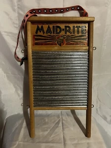 Maid-Rite Vintage No 2072 Standard Wash Board Columbus Washboard Co With Strap - Picture 1 of 5