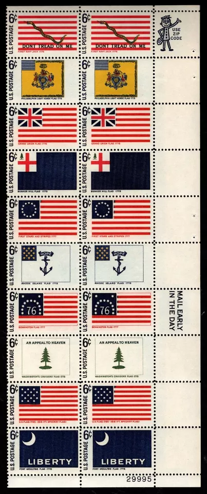 GTSTAMPS US Sc #1345-54 MNH 1968 Flags - Plate Blk of 20 Lower Right #29995 - Image 1 of 1