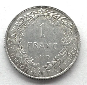 BELGIUM 1 FRANC 1910 legend in French KM#72 Albert. SS2.3 - Picture 1 of 2