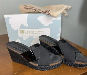 Donald J Pliner Women’s Bonbon Wedge Sandal Slide Black Size 9 - Picture 1 of 6