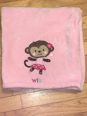 Child Of Mine Monkey “wish” Pink Baby Blanket/Lovey - Image 1 of 4
