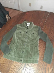 Small FDJ French Dressing Olive  Green Corduroy Knit Sweater Jacket Cardigan - Picture 1 of 3