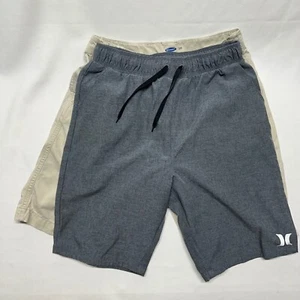 Hurley Large Gray Shorts and Old Navy 28 Khaki 2 Pair Lot Boy Shorts - Picture 1 of 12