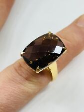 Gemporia gilded silver and large smoky quartz ring UK size M
