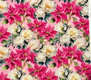 Pink Cottage Garden Floral Cotton Quilting Fabric Fat Quarters - Picture 1 of 1