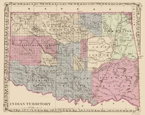 Historic State Map - Oklahoma Indian Territory - Gary 1873 - 23 x 29.10 - Picture 1 of 20