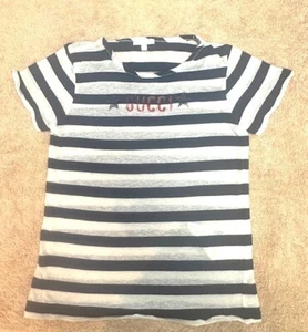 Gucci - Girls Gray and Navy Blue Shirt with Blue Stars and Red Lettering - Picture 1 of 4
