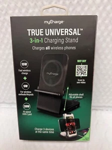 myCharge - 3-in-1 15W Qi Fast Charge Wireless Charging Stand - Gray  BRAND NEW!! - Picture 1 of 9