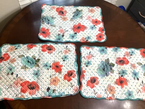 Pioneer Set 3 Tovagliette Donna Vintage Bloom Reversibili Tessuto Trapuntato 18x13 - Foto 1 di 5