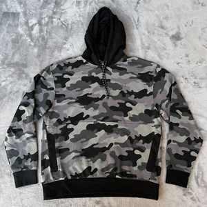 Champion Sweatshirt Hoodie Mens Large Gray Black Camo Pullover Athletic Sweater - Picture 1 of 14