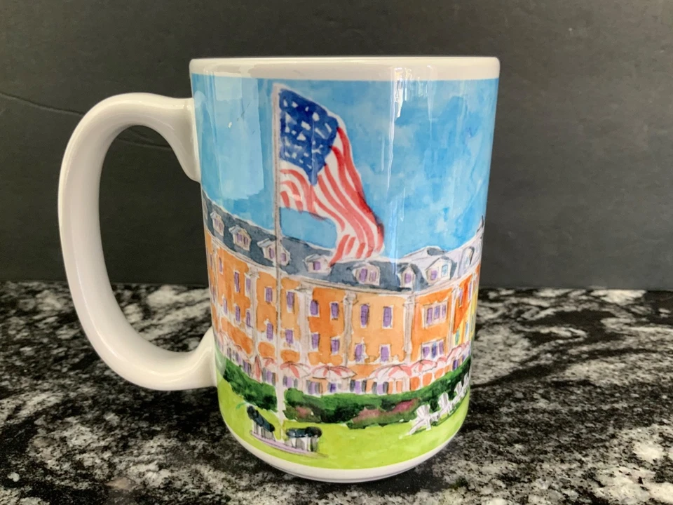CONGRESS HALL watercolor Coffee Mug Cape May NJ Charming! EUC with tag - Image 1 of 4