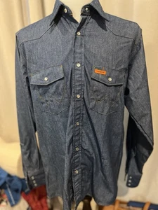 Wrangler Men’s Flame Resistant Large Denim And Pearl Snap - Picture 1 of 6
