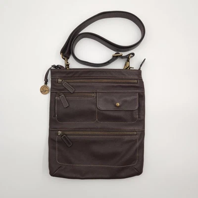 Vintage Levenger Brown Leather Shoulder Strap Messenger Bag Purse Zipper Pockets - Image 1 of 4