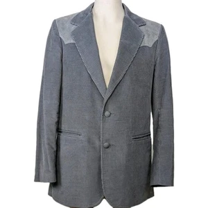 VTG Pioneer Wear Mens 40L Jacket Blazer Sport Coat Leather Corduroy Gray Western - Picture 1 of 14