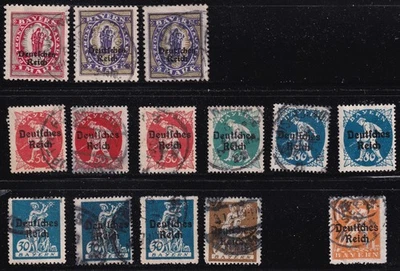 Alemania 1920. Mi:DR 122-136. Baviera con estampado. Cat 52 €/61 US$. D07 Foto 1 de 2