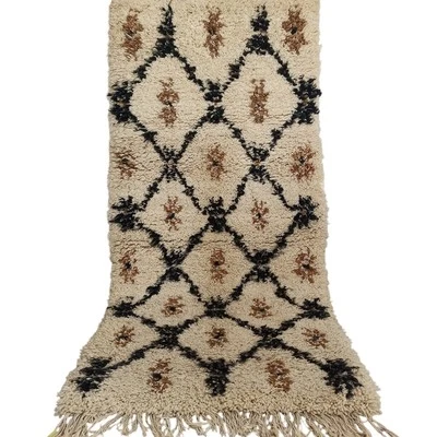 Handmade Vintage Moroccan Azilal Rug Berber Geometric Area Carpet Tribal Wool - Image 1 of 4