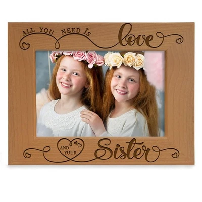 All You Need is Love and Your Sister Engraved Wood Picture Frame, Bridesmaids... - Image 1 of 4