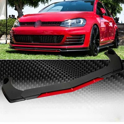 For VW Golf GTI MK5 Front Bumper Lip Spoiler+Splitter Body Kit Carbon Fiber Red Foto 1 de 4