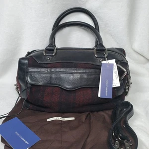 Rebecca Minkoff MAB Mini Leather / Flannel Satchel Handbag Red Plaid EUC Tags - Picture 1 of 6