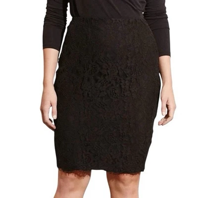 Falda lápiz de encaje floral negra Lauren Ralph Lauren para mujer talla grande 22W Foto 1 de 4