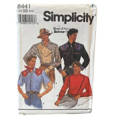 Simplicity 8441 Men's Fitted Shirt Pattern Size BB 46-52 Vintage FF UNCUT - Image 1 of 2