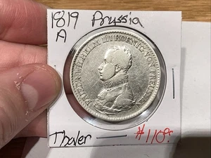 1819 A GERMANY PRUSSIA THALER SILVER. - Picture 1 of 6