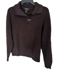 Lauren Ralph Lauren Womens Large Brown Pullover Sweater Buckle - Picture 1 of 5