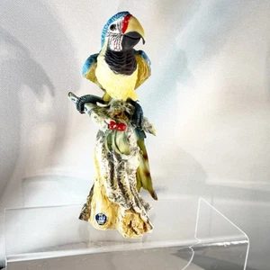 Bindi Papagei Ara Vogel Figur signiert Italien Original Aufkleber Mängel Scheibe lesen - Bild 1 von 24