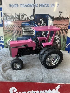 1/16 Diecast Ertl Farm Toy 590 Massey Ferguson ROPS Tractor With Canopy PINK - Picture 1 of 6