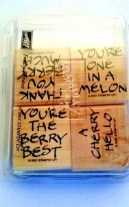 Stampin' Up Fruity Phrases Stamps Retired 2001 WM Rubber excellent set of 4 - Picture 1 of 3