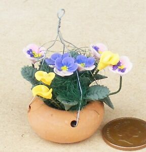 Mixed Flowers In A Hanging Basket Tumdee 1:12 Scale Dolls House Garden D1631