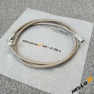 Turbo Oil Feed Line Teflon 48" Stainless Steel Braided -4AN 90 Degree x Straight - Picture 1 of 2