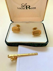 VINTAGE CUFFLINKS & TIE CLIP - Picture 1 of 3