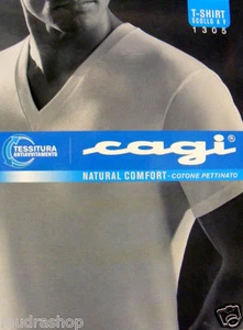 T-SHIRT UOMO CAGI SCOLLO A V COLORE BIANCO TG M L XL XXL XXXL - 1305 - Picture 1 of 1