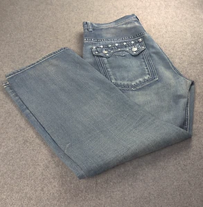 Vintage D Max Jeans Herren 40 31 blau verziert Baggy Y2K weites Bein Retro Etikett 32 - Bild 1 von 12