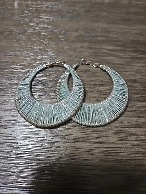 Pendientes de aro abanico chino J CREW cadena turquesa metálica Foto 1 de 3