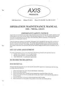 Manual de operación/mantenimiento del propietario AXIS Products-2000-7000 lb eje de remolque - Imagen 1 de 1