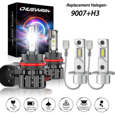 9007+H3 Faro haz alto bajo + bombillas antiniebla 4 piezas para Nissan NX 1991 1992 1993 Foto 1 de 4