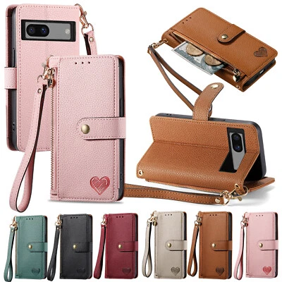 Para Google Pixel 9 Pro XL 8 7 6 Magnético Cuero Cremallera Cartera Estuche Soporte Cubierta Foto 1 de 4