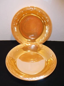 VINTAGE FIRE KING PEACH LUSTER Dinner Ware Soup Bowls MCM lot of 2 - Picture 1 of 7