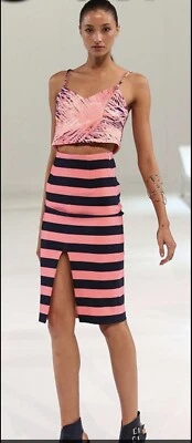 Kookai Bahama Striped Skirt, Navy And Pink Size 8 Or 36 BNWT RRP $160 - Image 1 of 4