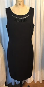 Worthington Womens Blk Embellished Cocktail Dress Sz 16 NNT - Picture 1 of 10
