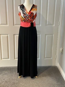 Saloos Collection Sleeveless Maxi Dress - Black / Multi - Size M - Excellent - Picture 1 of 8