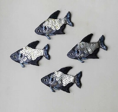 Fishes with Sequins Handmade Embroidered Patches - Image 1 of 4
