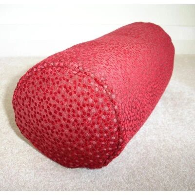 Red Bolster Cover Cylinder Cushion Case 8x18 Spots Chenille 18" 45cm - Image 1 of 4