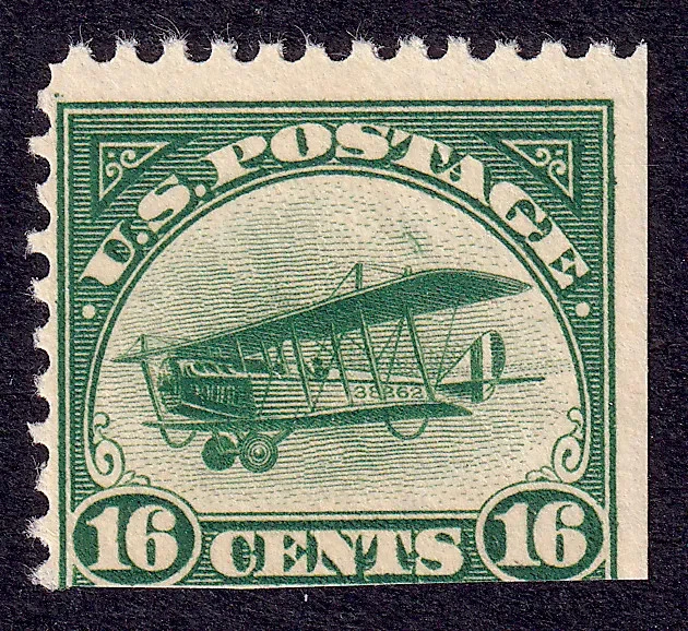 US Scott C2, 1918 Curtiss Jenny, 16c green, H MINT - Image 1 of 1